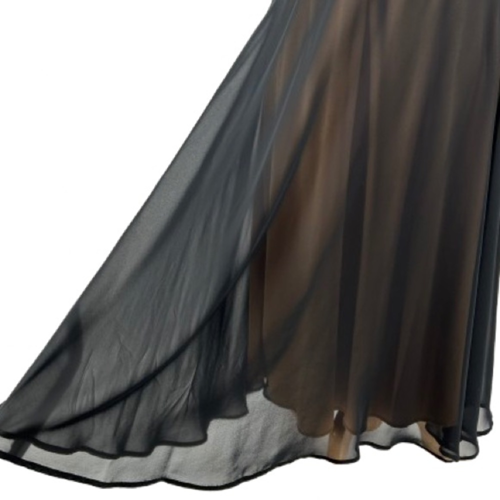 NEW VTG Y2K Connected Apparel Black and Tan Sheer Overlay Lace Waist Dress - Picture 4 of 10